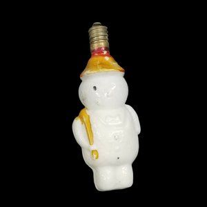 Vintage Figural Snowman Light Bulb Christmas Decoration Decor Milk Glass